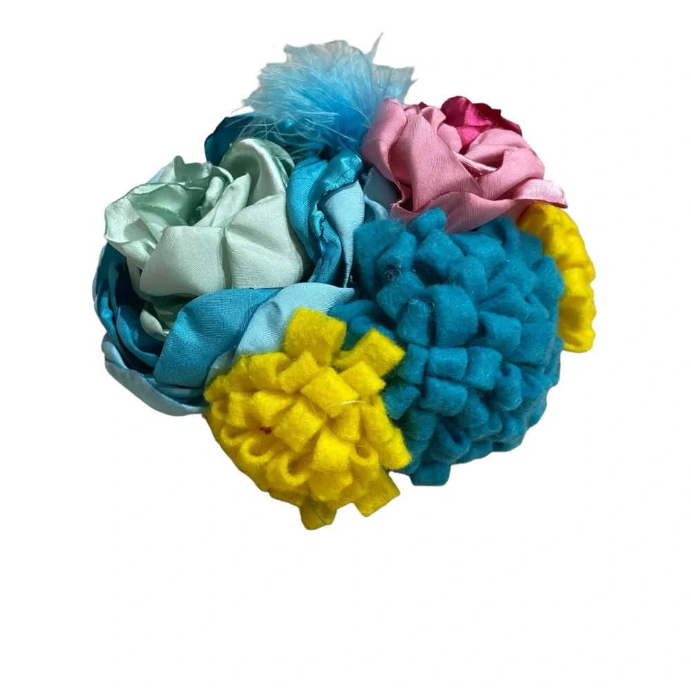 Huge oversized flower headband bow Fascinator pink blue yellow OOAK statement